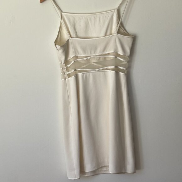 Vintage White Halter Bodycon Dress w/ Sheer Mesh - Picture 2 of 2